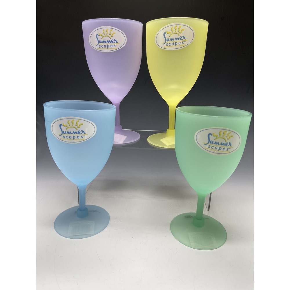 Summer Scapes Stotter &Norse Plastic Wine Glasses 12oz Spring Summer‎